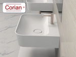 Vasque lavabo design carré, suspendu ou à poser, Couleur blanc mat, Finition lisse, Solid-Surface Corian®, Taille : 50 x 50 x 16 cm - Stock disponible ! LIVRAISON OFFERTE